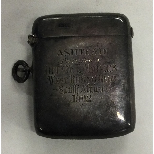 630 - CHESTER: A silver vesta case with hinged cover. By William Neale. Approx. 36 grams. Est. £30 - £40.