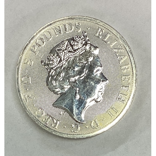 636 - A 2021 Elizabeth II Five Pound 2oz coin 'White Greyhound of Richmond Fine Silver 999'. Approx. 62 gr... 