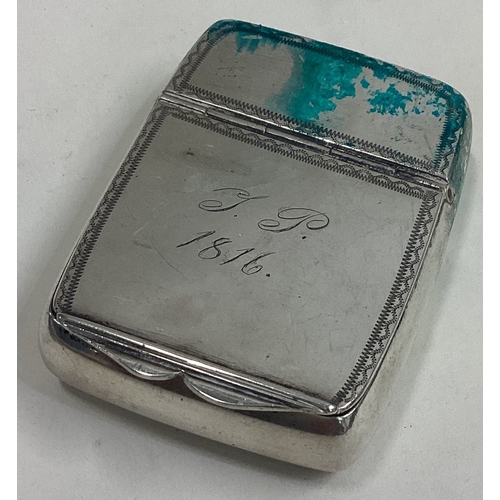 697 - A large Georgian silver snuff box with bright-cut decoration. Apparently unmarked. Approx. 56 grams.... 