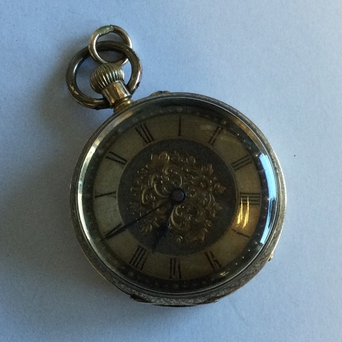 714 - A 14 carat gold cased pocket watch with silvered dial. Approx. 28 grams. Est. £60 - £80.