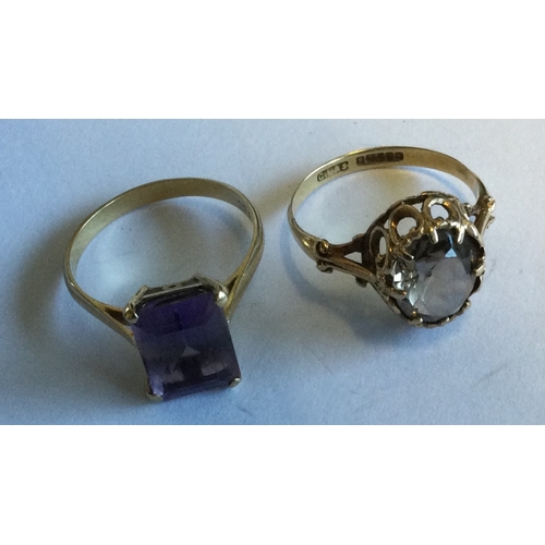 725 - Two 9 carat gem set rings. Approx. 5 grams. Est. £60 - £80.