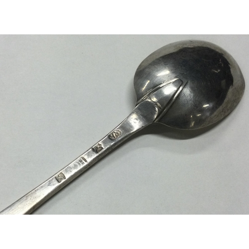 110 - An 18th Century Provincial silver spoon. Maker's mark 'HG' to base. Approx. 59 grams. Est. £100 - £1... 