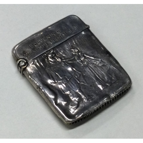 142 - A commemorative 'Midsummer Night's Dream' silver vesta case embossed with horse, man and woman. Lond... 