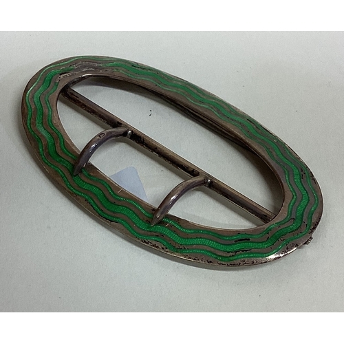 166 - An Art Nouveau silver and green enamelled buckle. Birmingham 1909. Approx. 15 grams. Est. £50 - £80.