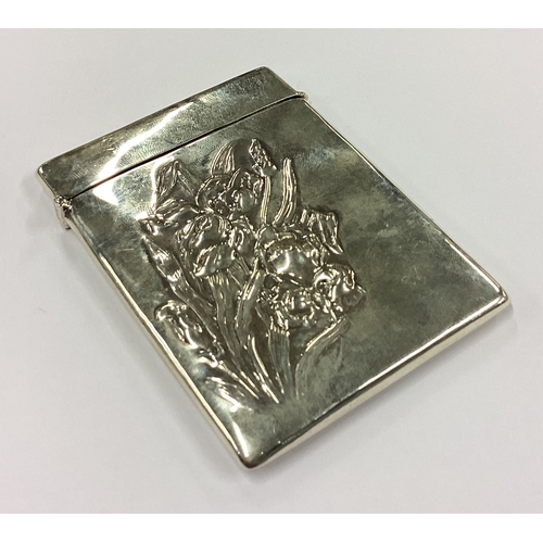 180 - An early 20th Century American silver card case embossed with flowers. Marked Sterling. Approx. 104 ... 