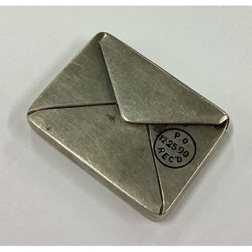 195 - A rare novelty American silver and enamelled stamp case. Marked Sterling. Approx. 12 grams. Est. £20... 