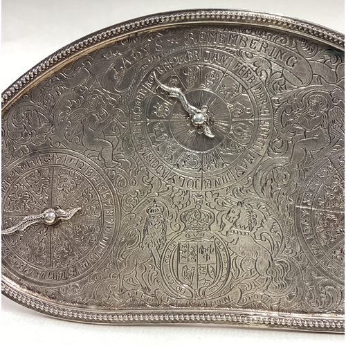 197 - A large 18th Century silver butter field sundial. Marked to back. Approx. 142 grams. Est. £600 - £80... 