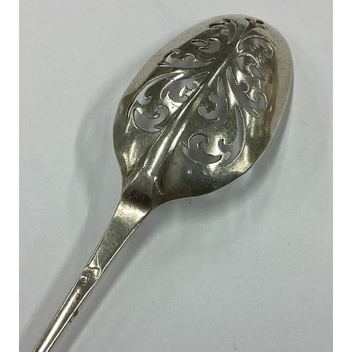 200 - An 18th Century silver rat tail mote spoon. Maker's mark only. Approx. 6 grams. Est. £100 - £150.