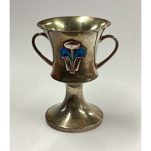 204 - An Art nouveau silver and enamelled cup. Birmingham 1907. By James Fenton. Approx. 30 grams. Est. £1... 