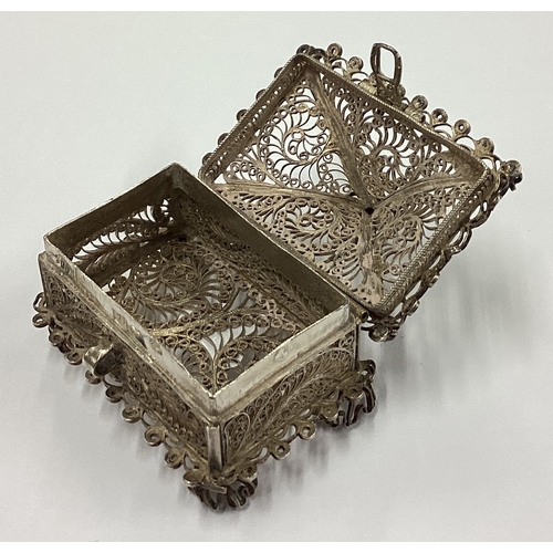 231 - A 19th Century Russian silver filigree casket with hinged cover. Dated 1857. Approx. 34 grams. Est. ... 