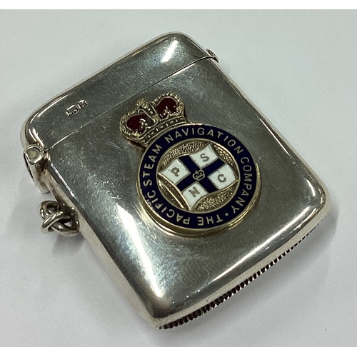 232 - CHESTER: A silver vesta case with enamelled plaque to centre. 1909. Approx. 40 grams. Est. £100 - £1... 