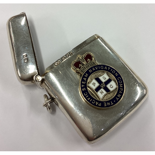 232 - CHESTER: A silver vesta case with enamelled plaque to centre. 1909. Approx. 40 grams. Est. £100 - £1... 