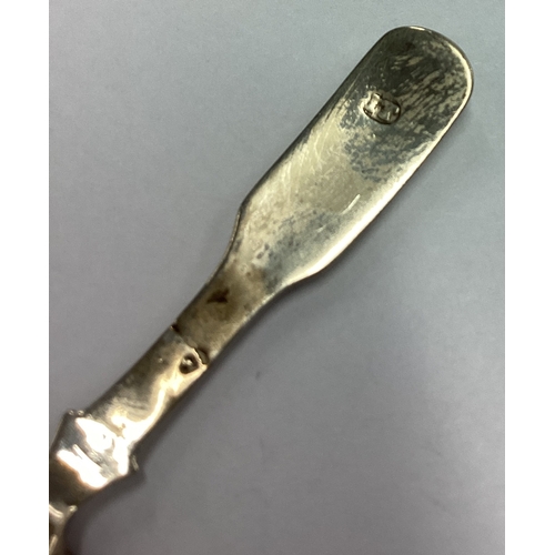 248 - A George III silver bright-cut caddy spoon with pierced decoration. Birmingham 1814. By John Taylor.... 