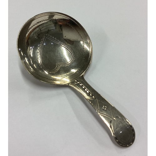 267 - A rare heart shaped 18th Century George III silver caddy spoon with bright-cut decoration. London 17... 