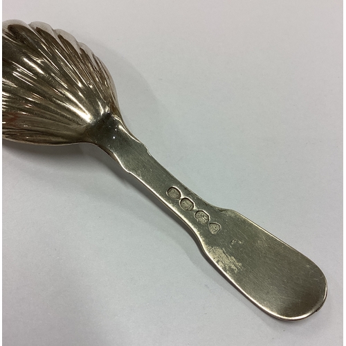 268 - An 18th Century George III fluted silver caddy spoon. London 1794. Approx. 14 grams. Est. £50 - £80.