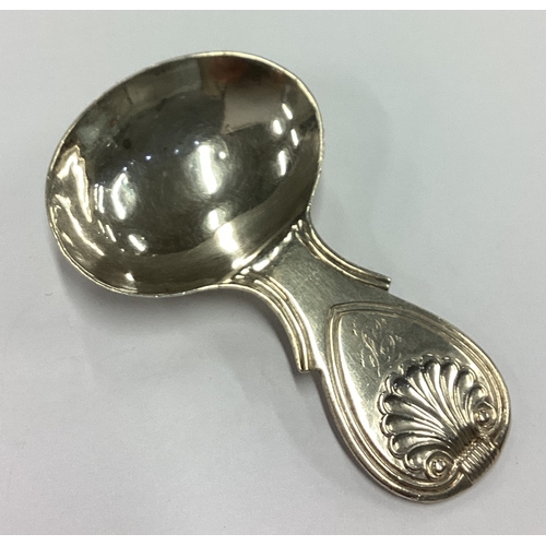 270 - An unusual George III silver caddy spoon with shell decoration to handle. Birmingham 1822. By Joseph... 