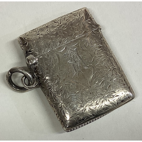 315 - An engraved Victorian silver vesta case. Birmingham 1899. By T&S. Approx. 17 grams. Est. £20 - £30.