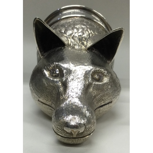 336 - An impressive silver stirrup cup in the form of a fox's head. London 1964. By P&B. Approx. 409 grams... 