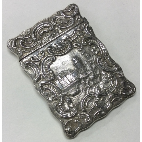 341 - A 19th Century Victorian silver card case depicting Abbotsford House. Birmingham 1841. By George Uni... 