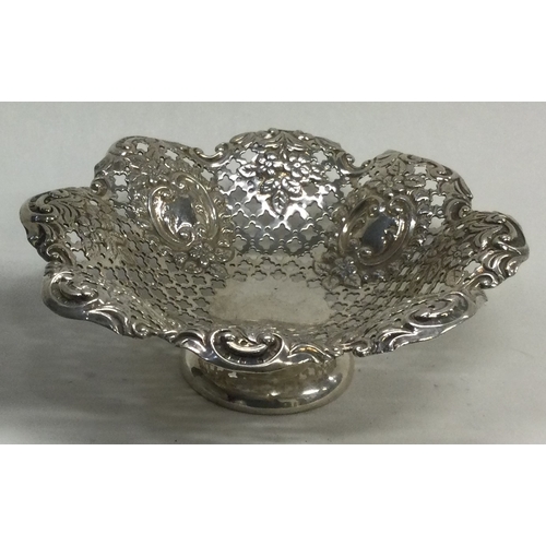 343 - A Victorian silver pierced dish embossed with flowers. Sheffield 1897. By M Bros. Approx. 58 grams. ... 