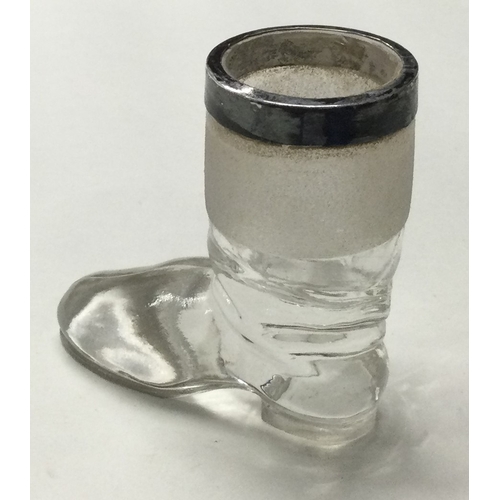 364 - A novelty Victorian silver and glass match striker in the form of a boot. London 1896. Est. £30 - £5... 