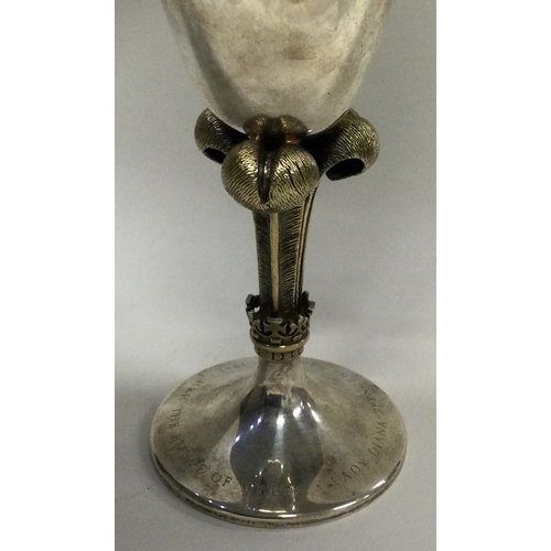 395 - STUART DEVLIN: A large commemorative silver Prince of Wales goblet. London 1981. Approx. 340 grams. ... 