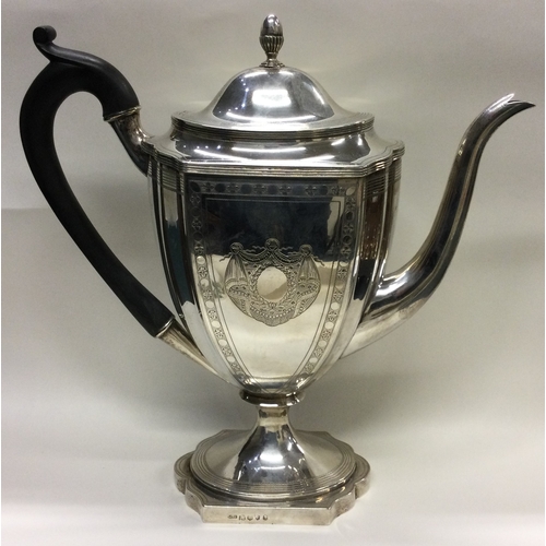 401 - EDINBURGH: An 18th Century Scottish silver coffee pot with bright-cut decoration. 1799. By McHattie ... 