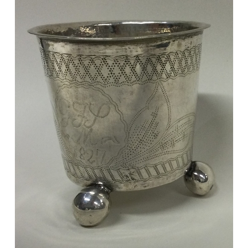 41 - An Antique 19th Century Norwegian silver beaker. Approx. 46 grams. Est. £60 - £80.