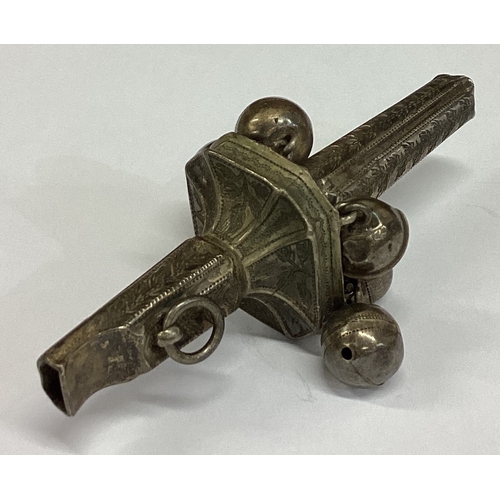 437 - A silver child's rattle. Circa 1835. By Joseph Wilford. Approx. 39 grams. Est. £100 - £150.