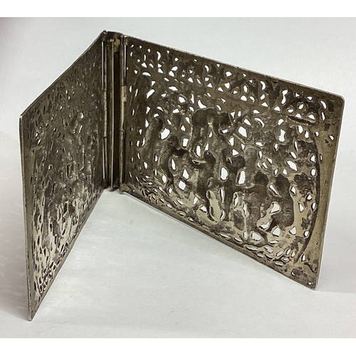 438 - A pierced Antique silver case embossed with cherubs and vines. Approx. 72 grams. Est. £80 - £120.