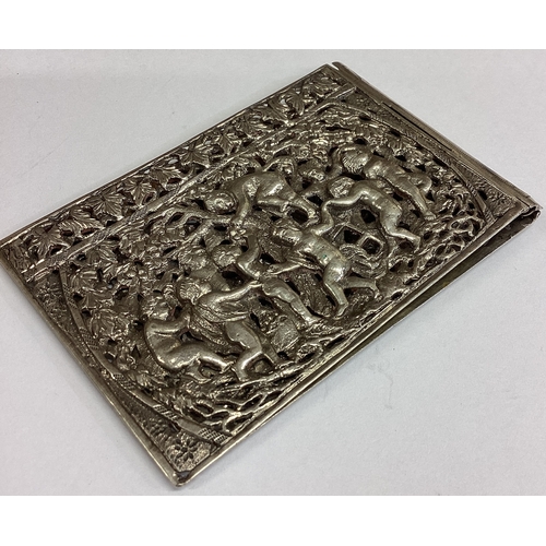 438 - A pierced Antique silver case embossed with cherubs and vines. Approx. 72 grams. Est. £80 - £120.