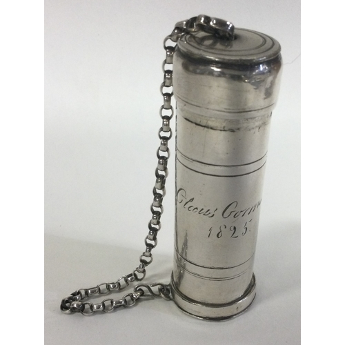 470 - A good heavy French silver coin holder of reeded form with suspension chain. Approx. 65 grams. Est. ... 