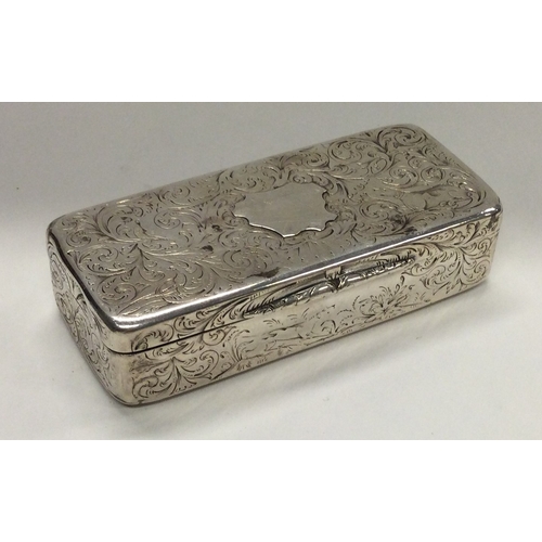 476 - An engraved Victorian silver snuff box with stag figure to base. Birmingham 1839. By Taylor & Perry.... 