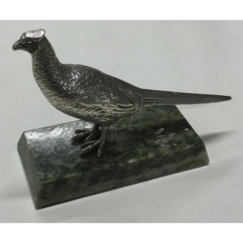 73 - An early 20th Century silver cast model of a pheasant bearing Berthold Muller import marks. Approx. ... 