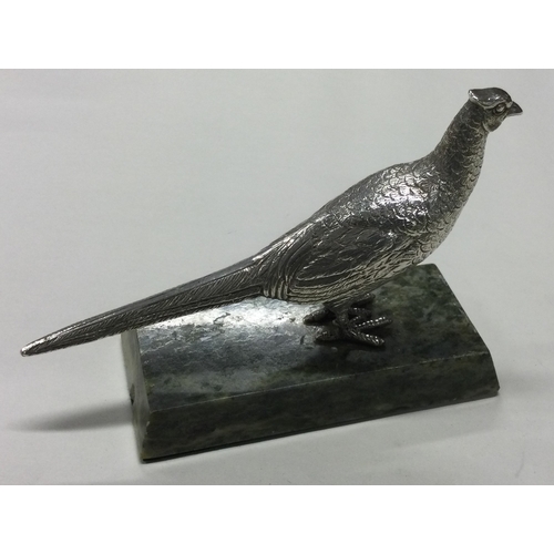 73 - An early 20th Century silver cast model of a pheasant bearing Berthold Muller import marks. Approx. ... 