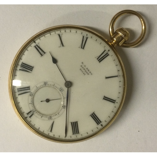 951 - A gent's 18 carat gold open faced pocket watch with white enamelled dial. Approx. 96 grams. Est. £50... 