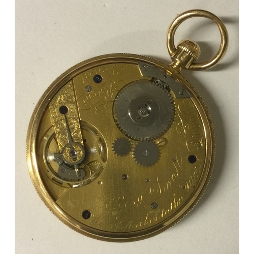 951 - A gent's 18 carat gold open faced pocket watch with white enamelled dial. Approx. 96 grams. Est. £50... 