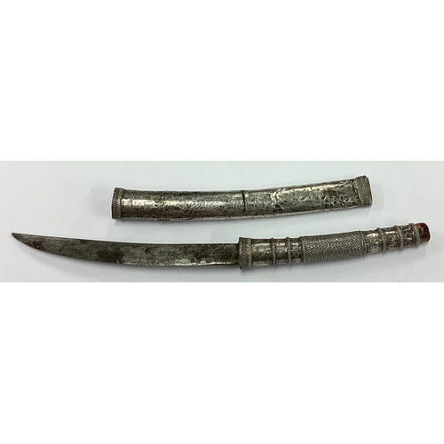 382 - A rare 19th Century Asian silver sword with lift-off sleeve. Approx. 10 grams. Est. £30 - £50.