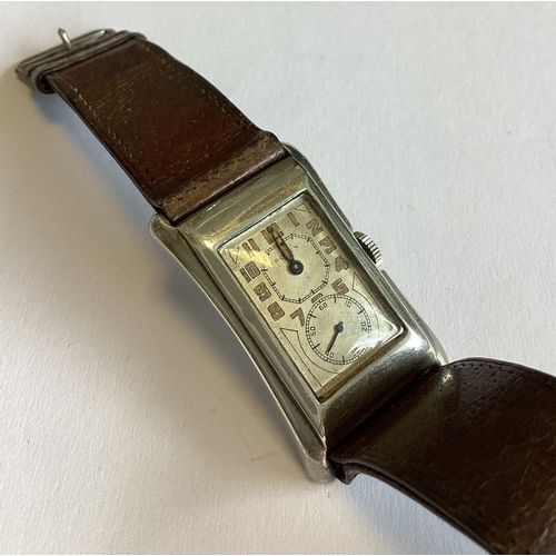 960 - ROLEX PRINCE: A good rectangular wristwatch with silvered dial on leather strap. Numbered to reverse... 