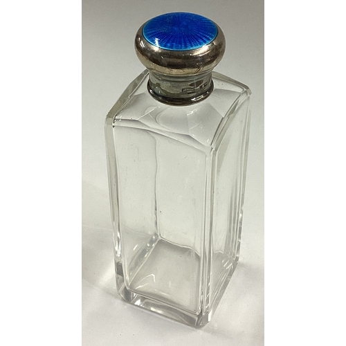 18 - A silver and blue enamelled flask with screw-top cover. Birmingham. Est. £60 - £80.