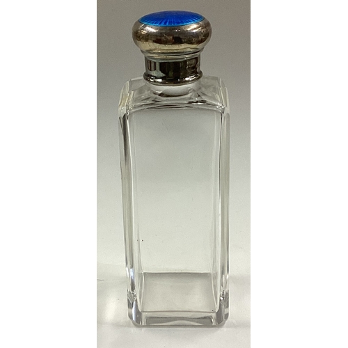 18 - A silver and blue enamelled flask with screw-top cover. Birmingham. Est. £60 - £80.