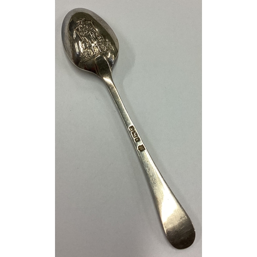 193 - A silver picture back spoon decorated with farmer in the Georgian style. Sheffield 1902. Approx. 13 ... 