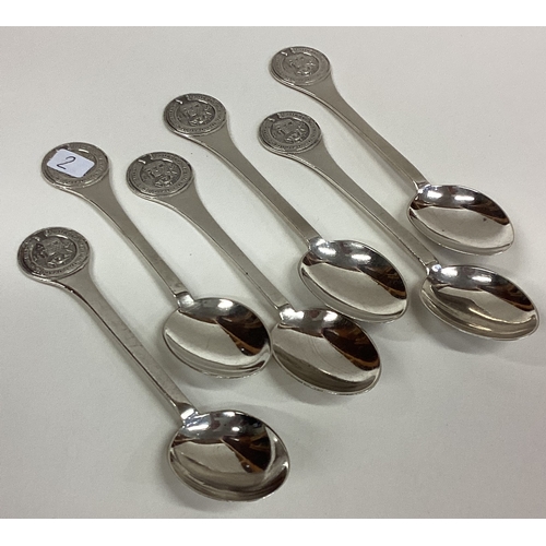 2 - A heavy set of six silver lace back teaspoons. London. By GJ&DF. Approx. 100 grams. Est. £30 - £50.