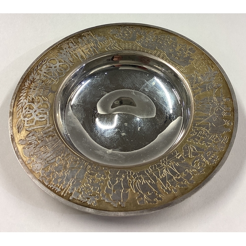 222 - A cased limited edition silver armada presentation trophy plate. By Garrard & Co. London 1988. Appro... 