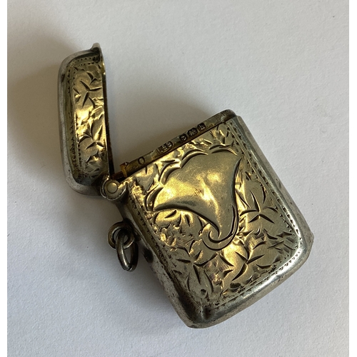 320 - A silver vesta case. Birmingham 1907. Approx. 15 grams. Est. £20 - £30.