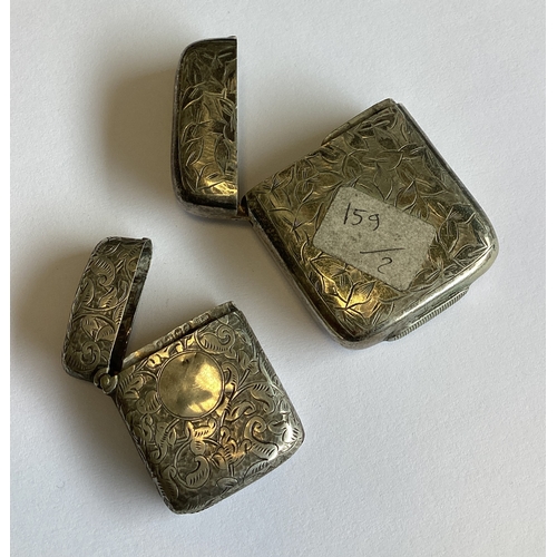 321 - A silver vesta case together with a plated example. Approx. 50 grams of gross weight. Est. £20 - £30... 