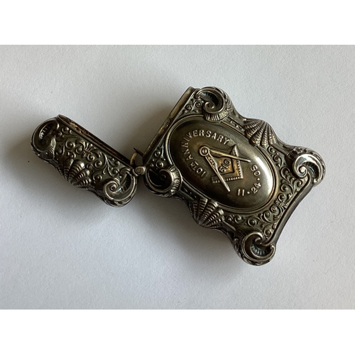 330 - An American silver Masonic vesta case. By Garman Phila. Approx. 26 grams. Est. £100 - £150.