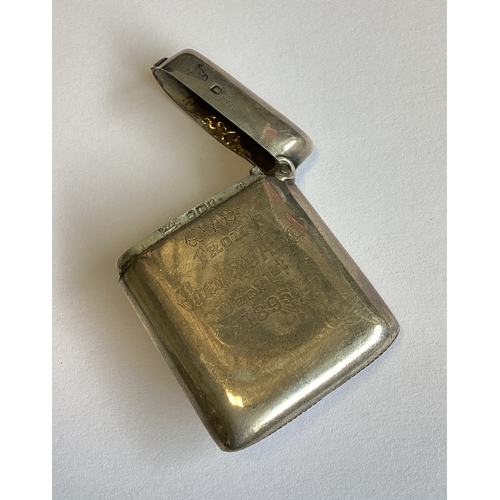 334 - A silver vesta case depicting 'Charley's Aunt'. Sheffield 1895. By Walker. Approx. 24 grams. Est. £6... 