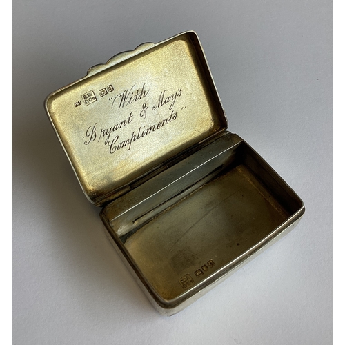 349 - A rare silver vesta box with striker. London 1908. Approx. 43 grams. Est. £80 - £120.