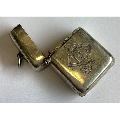 361 - CHESTER: A good quality heavy silver vesta case finely chased with bulrush decoration. 1900. Approx.... 